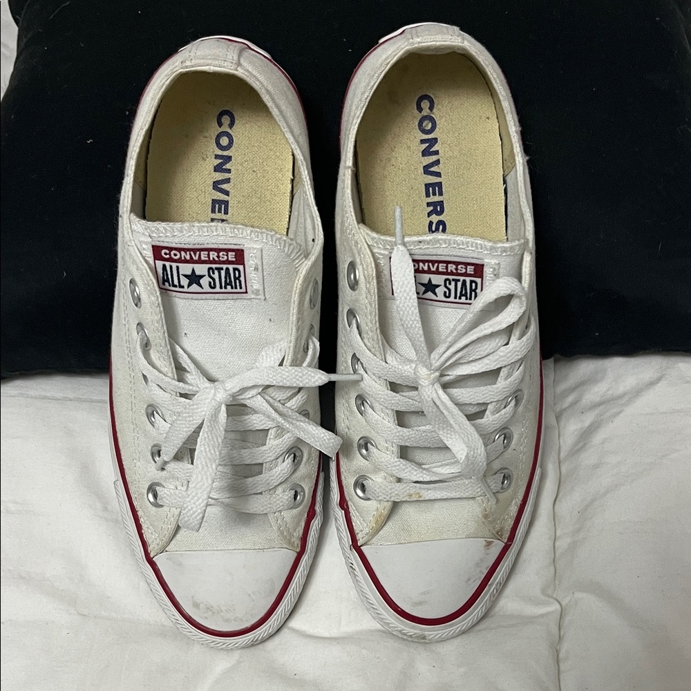 Converse All Star White Sneakers with Red Accents